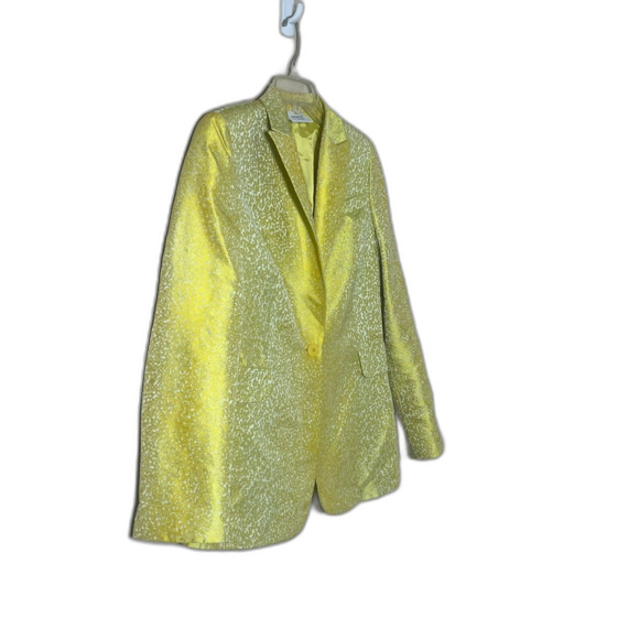 AKRIS PUNTO Yellow Jacquard One Button Blazer 10 Retail $1590 - Picture 3 of 14
